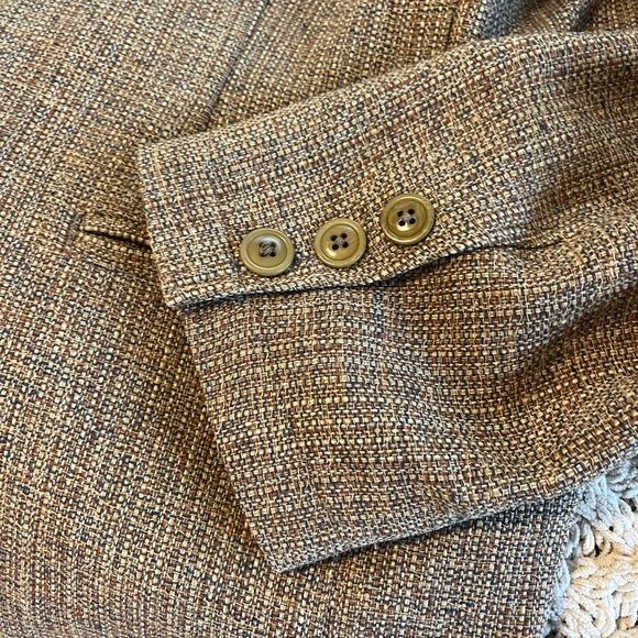 The Territory Ahead Silk Blazer Jacket Basketweave Tan Texture Sports Coat 44S - Picture 10 of 14